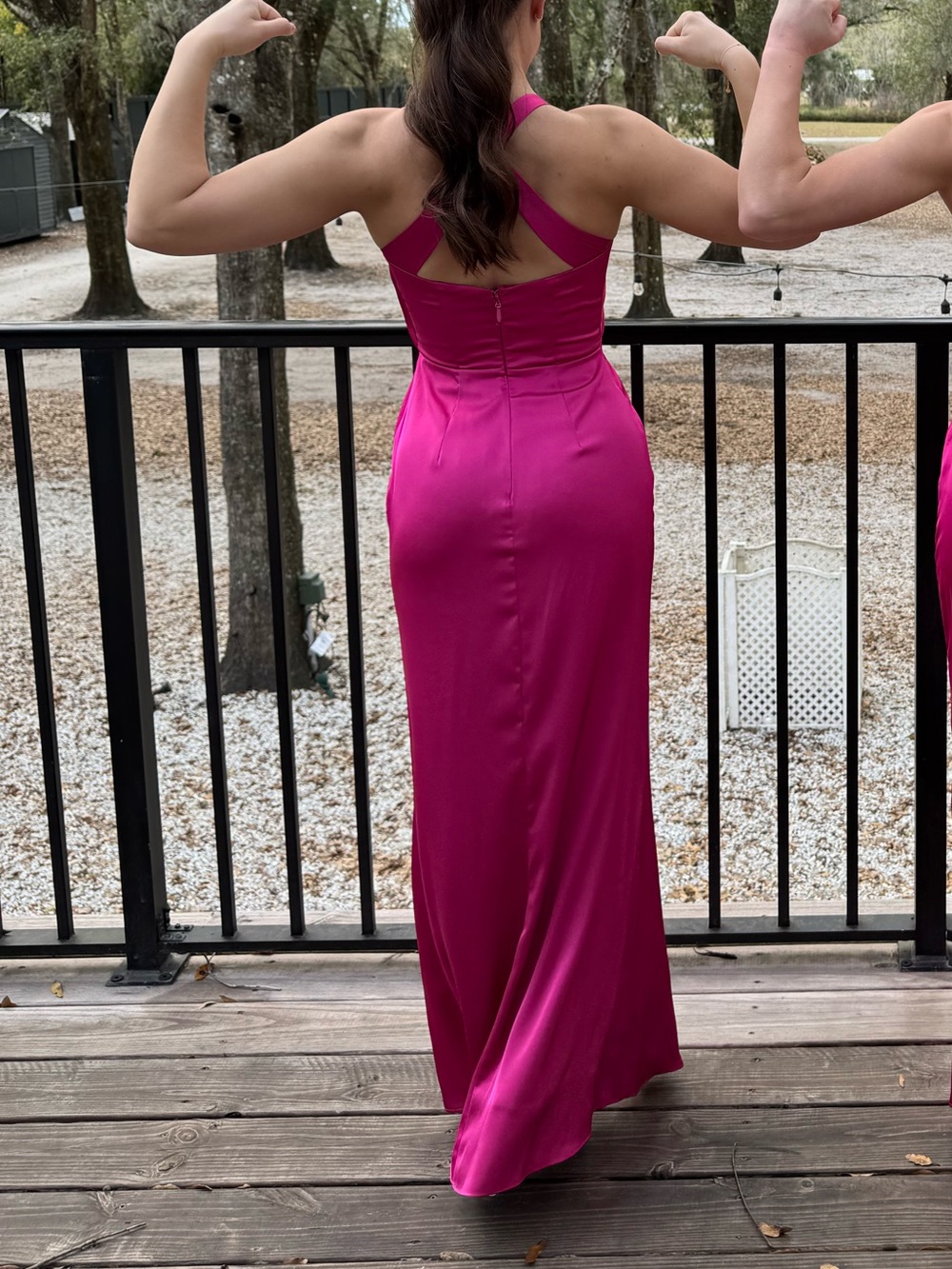 Azazie Barbie Fuchsia Satin Stretch bridesmaid dress prom - Picture 5 of 10